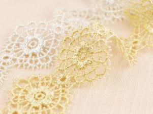 61715蔥紗水溶繡花蕾絲METALLIC CHEMICAL EMBROIDERY LACE